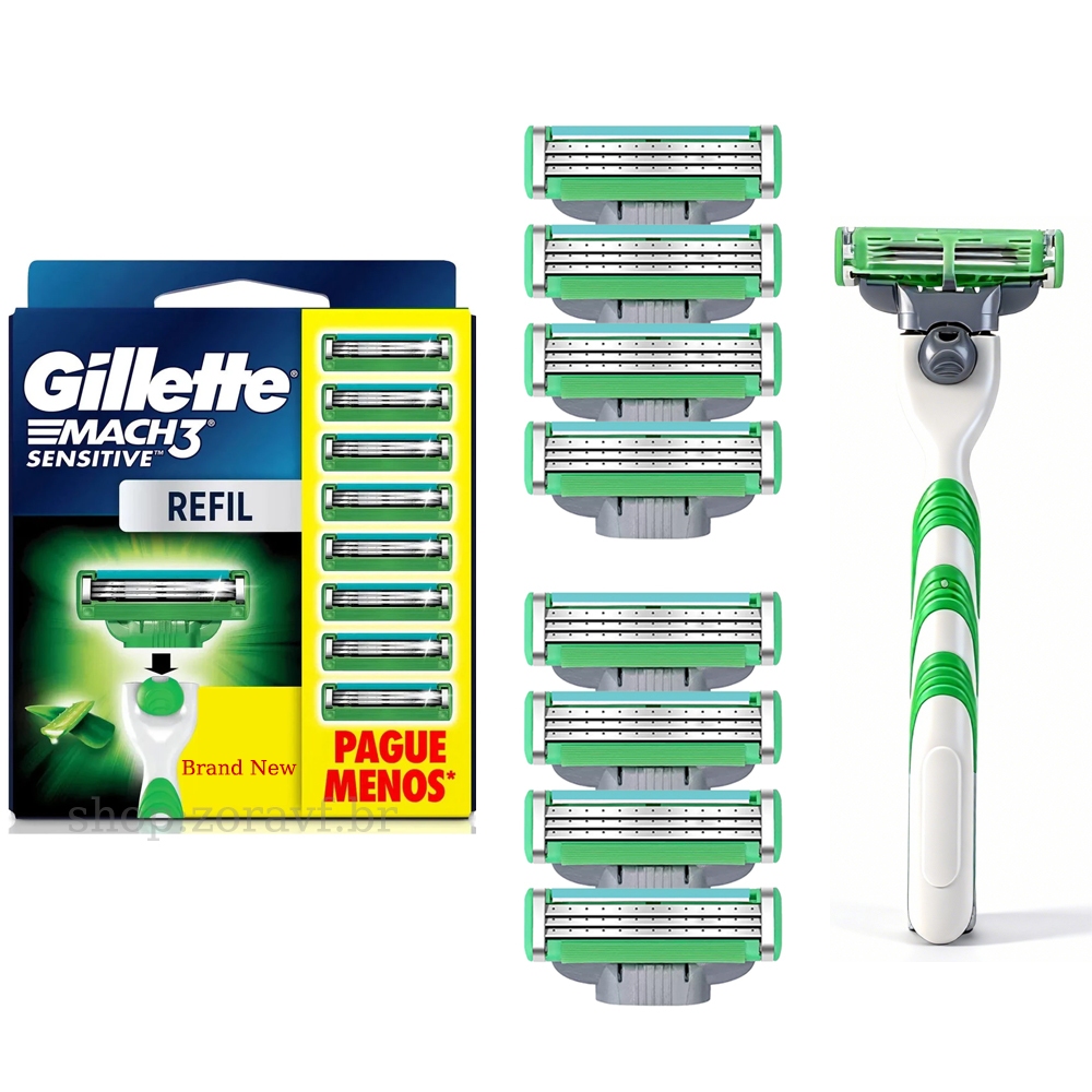 Lâminas De Reposição Verdes Compatíveis Gillett Mach3 – 3 Camadas Para Barbear Macio , Kit Econômico Masculino
