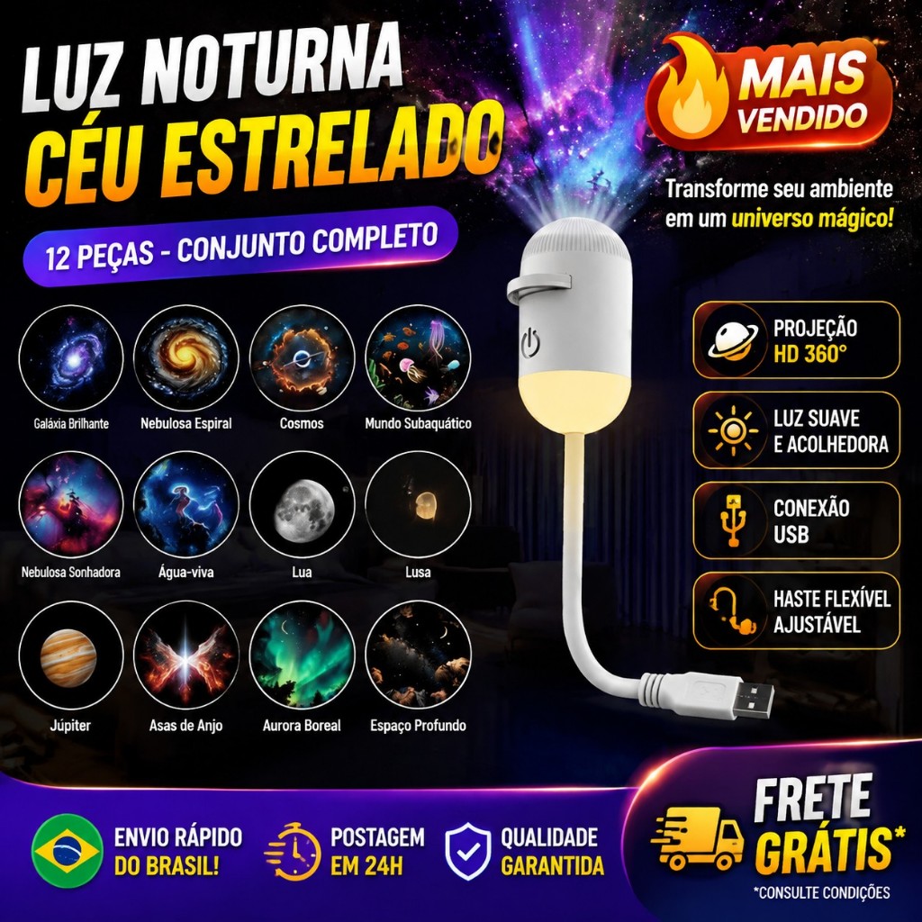 [Envio rápido]24-Em-1 Mini Céu Estrelado Galáxia Projetor Carro USB Luz Noturna Interior Do Teto Decoração Ambiente