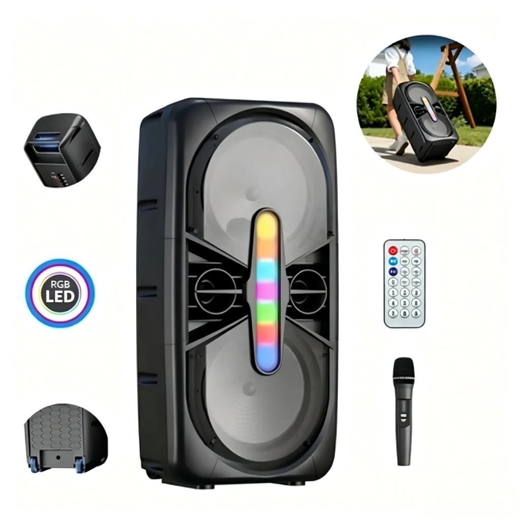 Weyon Caixa Caixinha De Som Portátil Bluetooth Microfone Karaokê