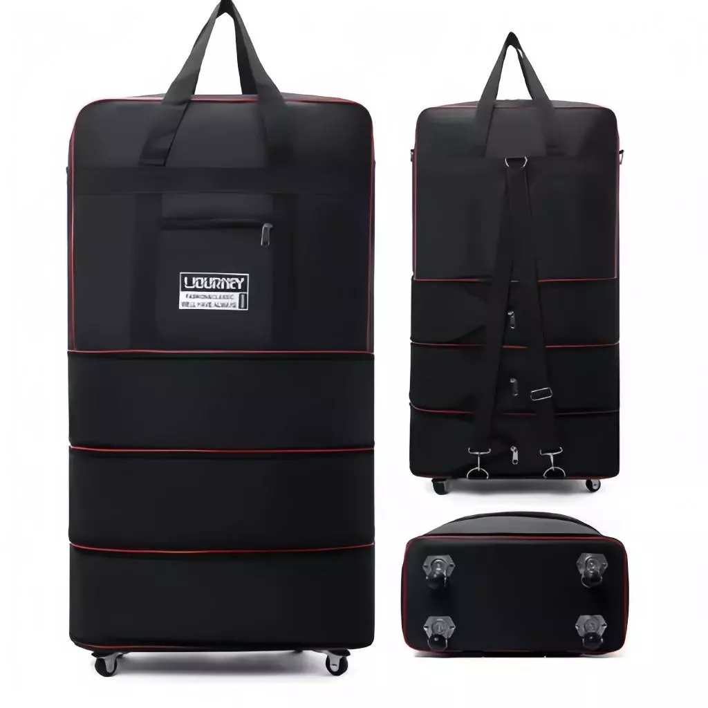 Bolsa de Viagem Grande com Rodinhas Expansível 3 Níveis 80x50x30cm Preta