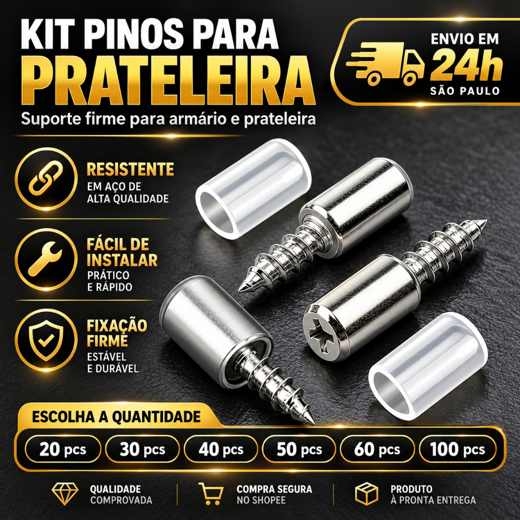 suporte pino p/ prateleiras parafuso + capa protetora 20-30-40-60-50-100 pcs