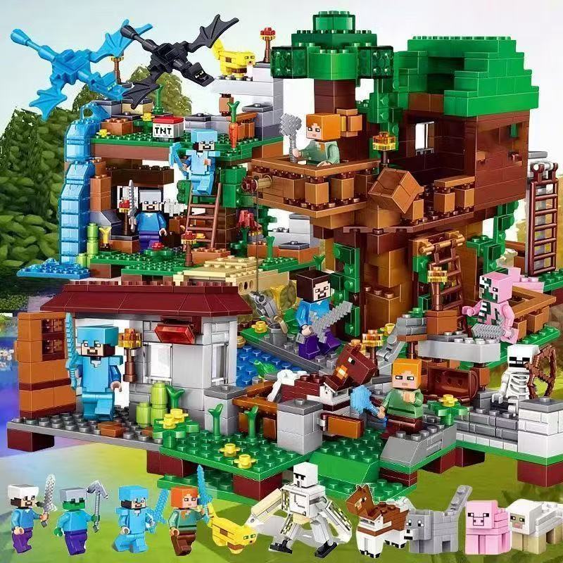 2000 peças compatíveis com LEGO Mundo Pixel Casa de Steve Brinquedo Educativo de Montar para Meninos com Moinho