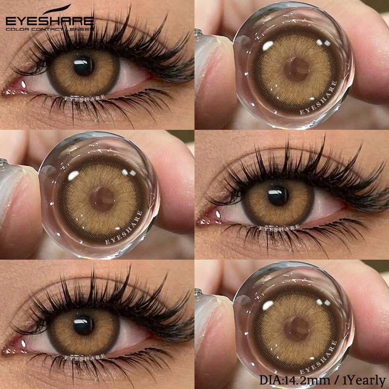 EYESHARE 1 Par De Lentes De Contato Coloridas Marrons Da Série SEMPORNA , 14.2 Mm-14.5 , Para Uso Anual .
