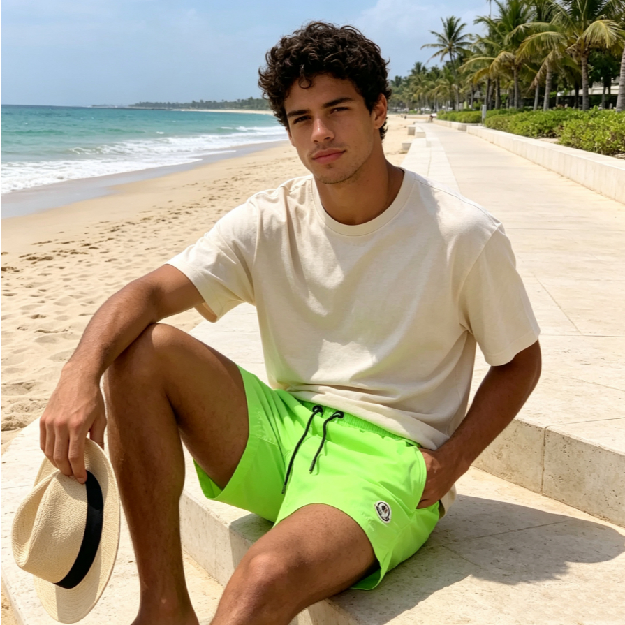 Shorts De Praia Masculinos De Secagem Rápida | Ativos De 3 Polegadas De Cor Vibrante , Leves E À Prova D'água Para Espor