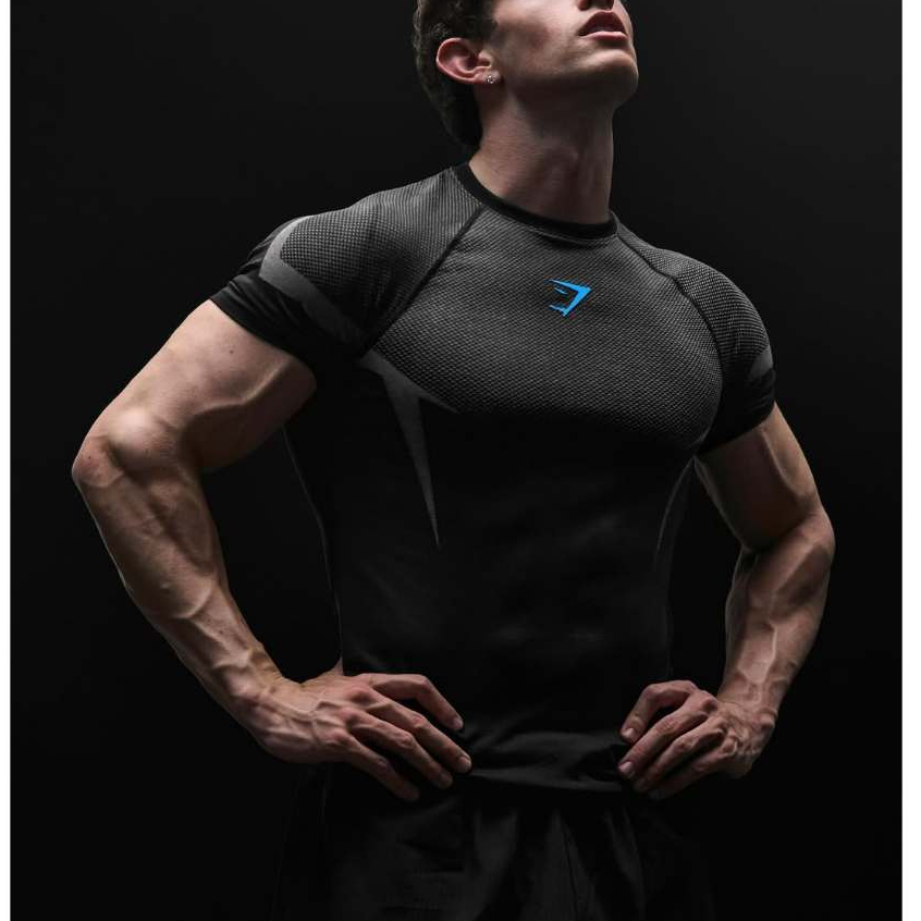 Camiseta Esportiva Masculina De Ginástica Com Elasticidade , Secagem Rápida , Confortável , Respirável , Fitness , Corri