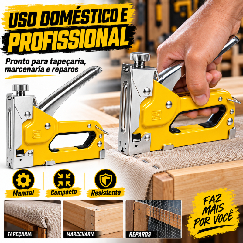 Grampeador Tapeceiro Profissional com 600 Grampos Ferramenta para Estofamento — imagem 2 de 2