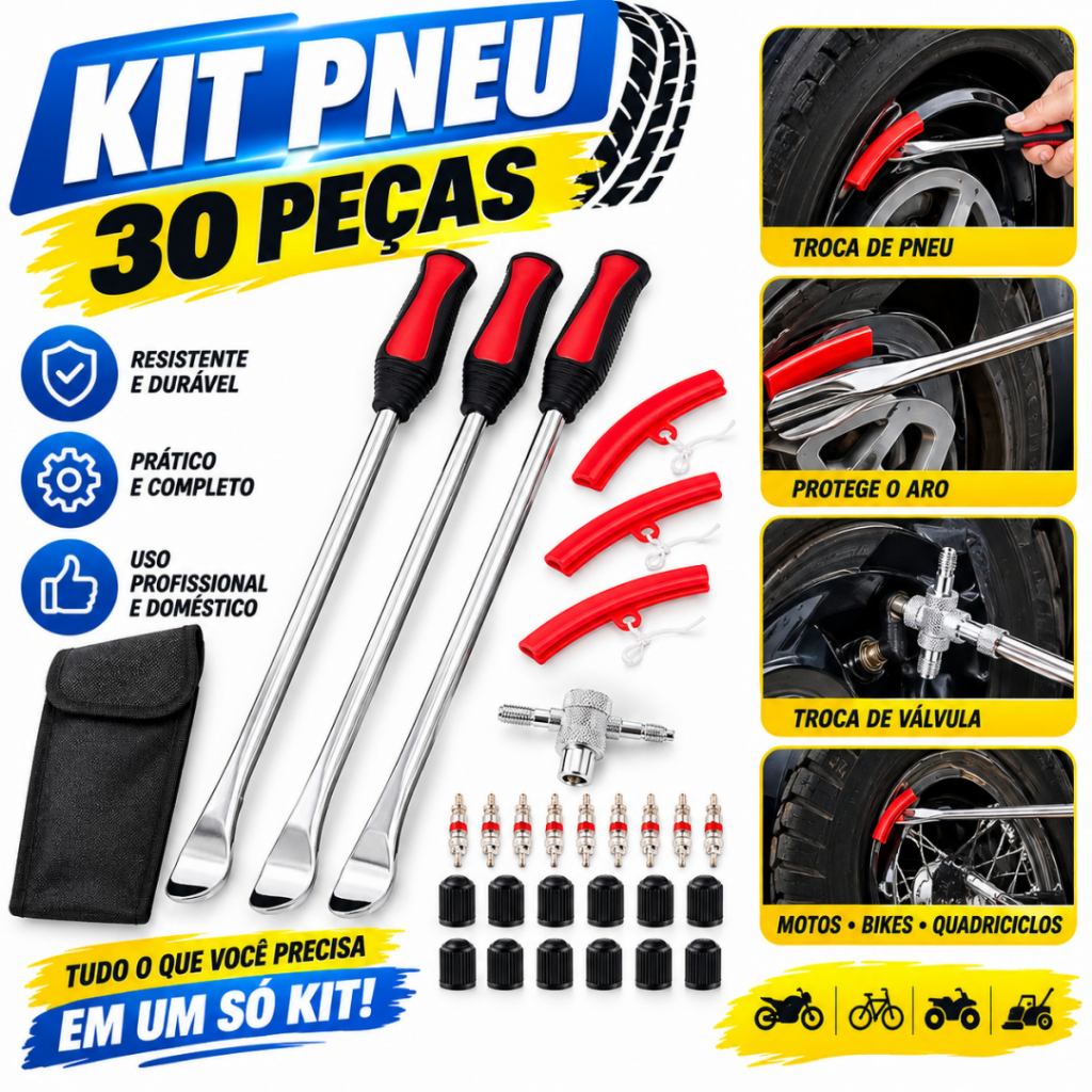 Kit 30 Espátulas Borracheiro Chata Para Desmontar Pneus