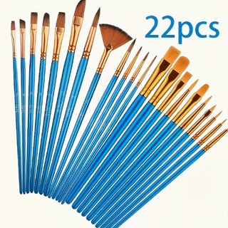 Kit com 22 Pincéis artísticos para pintura cerdas macias - Aquarela, Guache, Óleo, Acrílica