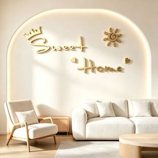 Adesivo de Parede 3D em Acrílico Sweet Home, Decoração Moderna Nórdica, Ideal para Sala de Estar e Quarto