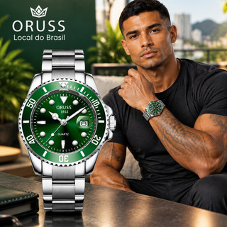 ORUSS Luxo Aço Inoxidável À Prova D'água Data Moda Luminosa Relógio De Pulso De Quartzo Suíço Prateado SG SZ 7012