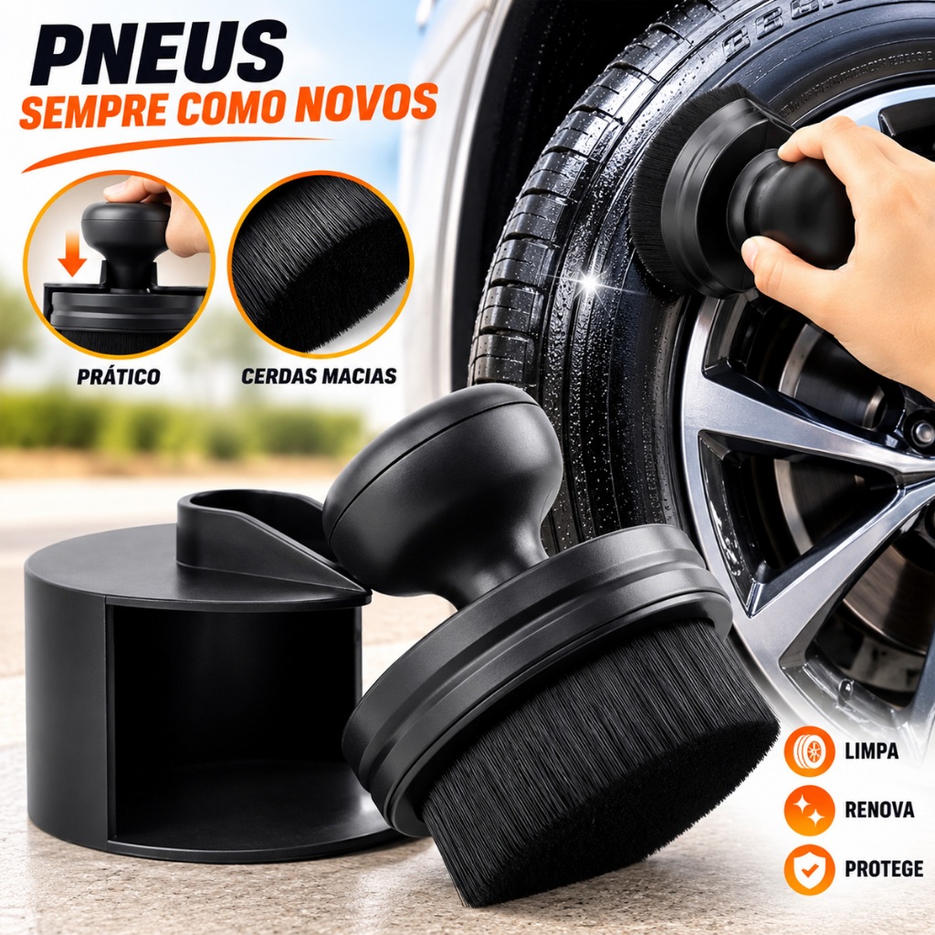 Aplicador de Pneu Pretinho Pincel Soft Acabamento Perfeito Selante Automotivo Rodas