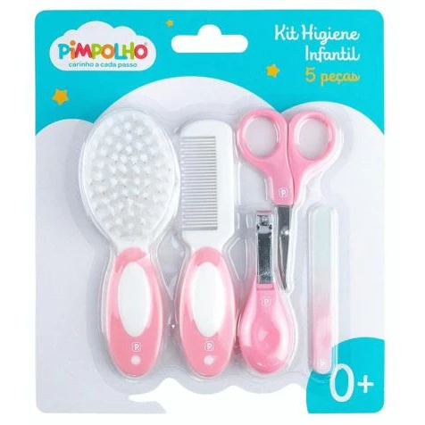 Kit Higiene Infantil 5 Peças Unha Cabelo Tesoura Cortador Lixa Escova Pente Criança Seguro Presente Prático