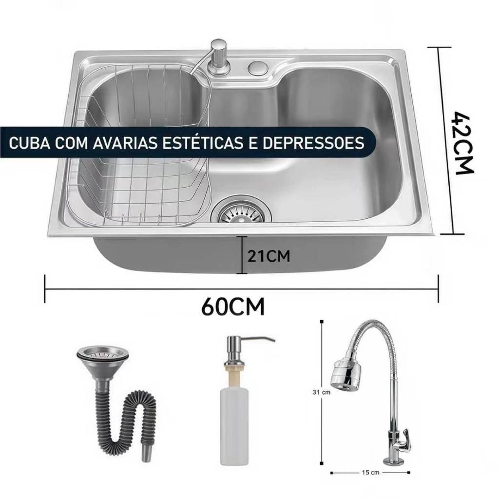 [PREÇOS ESPECIAIS] CUBA GOURMENT COZINHA 50cm/60cm COM AVARIAS ESTÉTICAS E DEPRESSOES