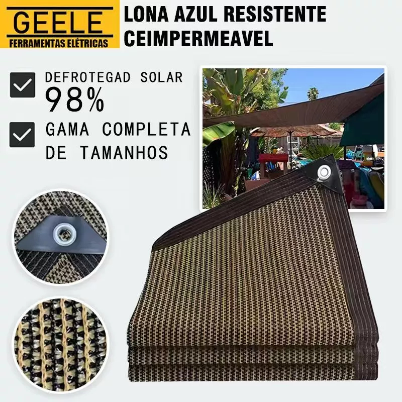 castanho /Amarelo castanho Tela Sombreamento 98% para Garagem e Piscina, Proteção UV e Grandes dimensões