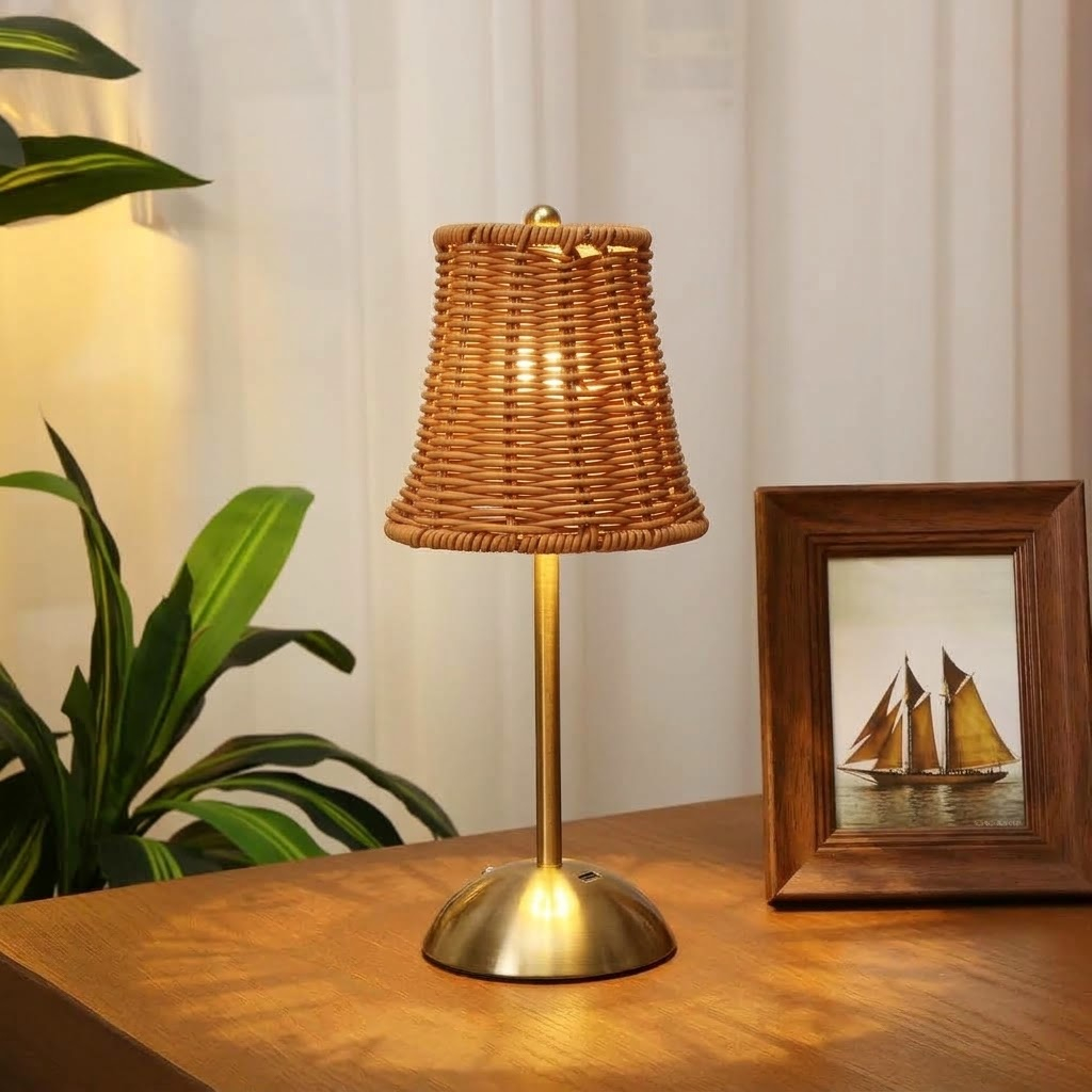 Luminária de Mesa Led 3 Tons Usb Marrom Metal para Quarto Escritório Home Office e Decoração Praticidade Uso