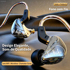 Fone de Ouvido G02 Intra-auricular com Gancho HIFI 10mm com Microfone e Controle de Fio para Jogos