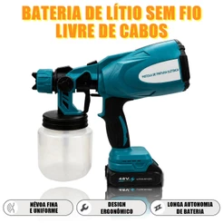 Pistola de Pintura Pulverizador Elétrico Sem Fio 48V Baterias Duplas Conjunto De Ferramentas De Pulverização