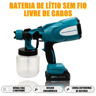 Pistola Pintura | Pulverizador Duplo De Tinta 48V Alta Voltagem Bateria Dupla Portátil | Potência  De Longa Duração