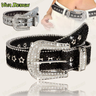 POOP Cintos Góticos De Rhinestone De Couro De PU Ocidental Y2K Moda Para Meninas Jeans Homens Vem com uma pulseira