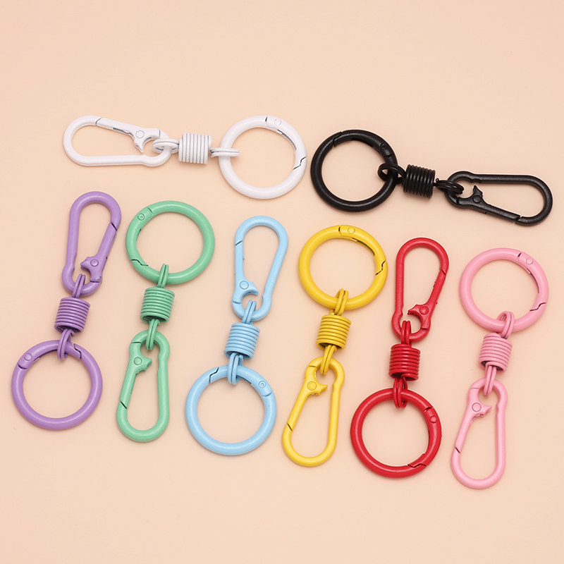 Mosquetão Liga De Zinco Colorido Mola Dupla Argola Articulada Para Chaveiro Fecho Gancho Para Bolsa E Crachá DIY