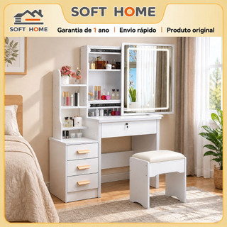 Mesa De Maquiagem Compacta SOFTHOME , Comprimento Total 80 Cm , Vaidade Doméstica Com Gaveta , Espelho E Amplo Espaço De
