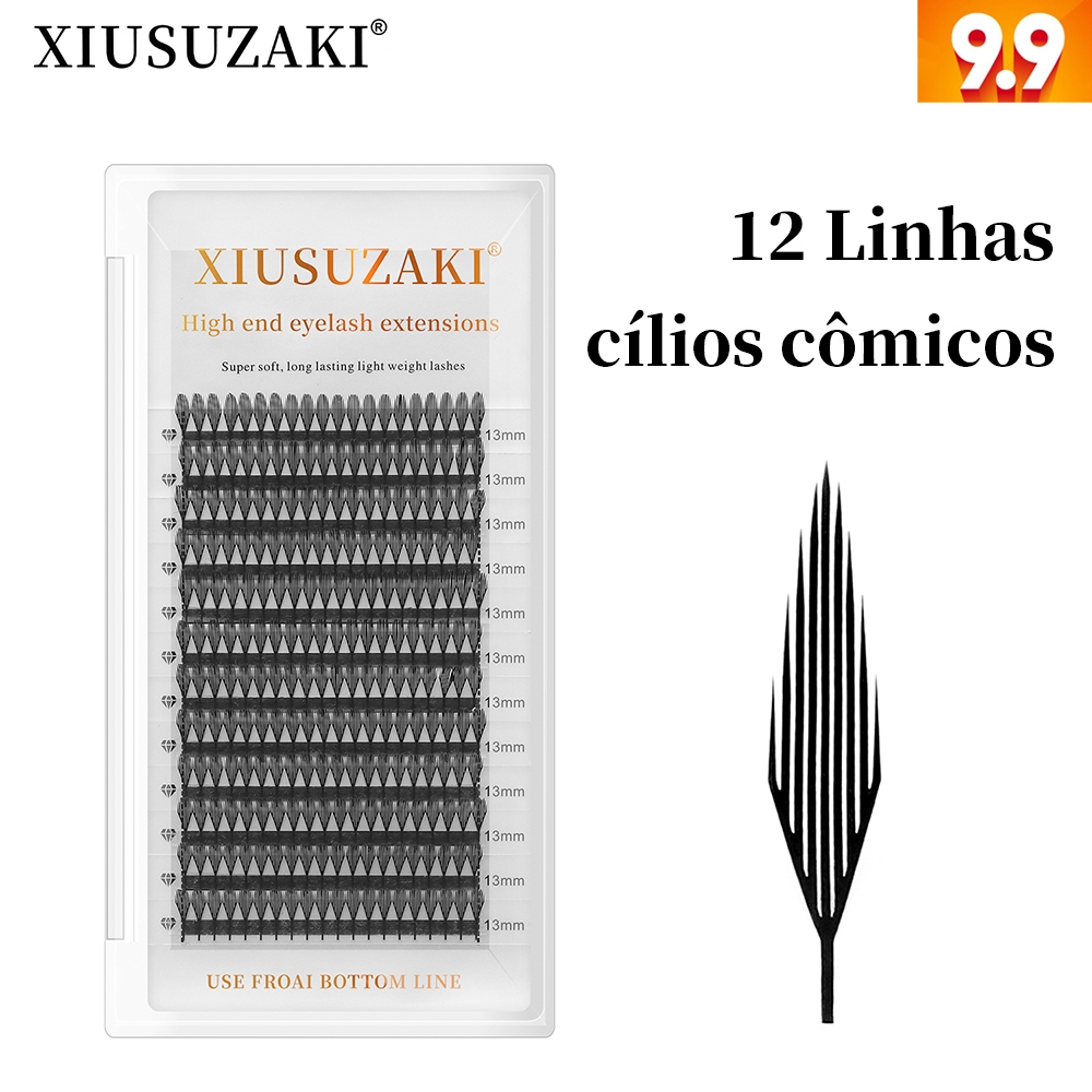 XIUSUZAKI 12 Linhas Cílios Cômicos Novo Estilo Postiços Falso Vison Material Extensão De Macios