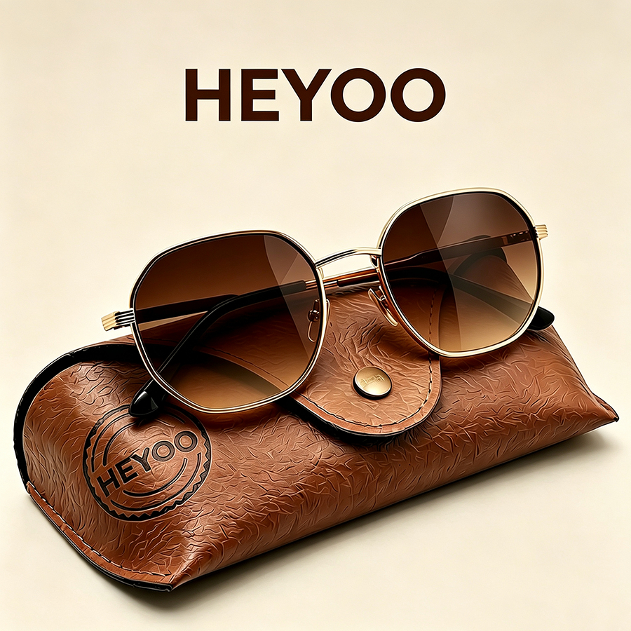 HEYOO Óculos de sol Hexagonal Metal Polarizado UV400 Bloqueia UVA UVB, Lentes Anti Reflexo Para Sol Forte Brasileiro
