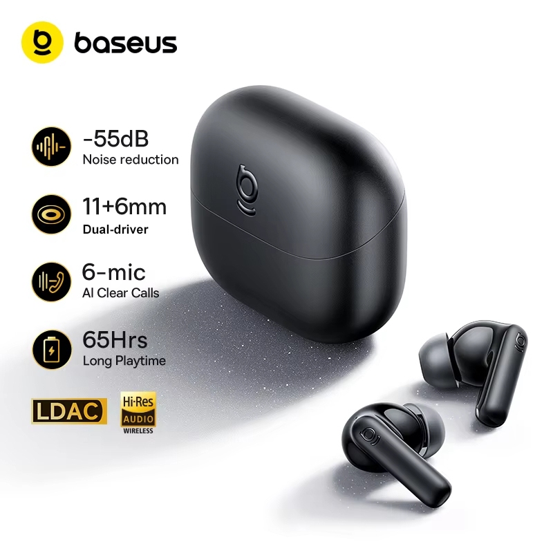 Baseus BP1 Pro ANC Fone De Ouvido Sem Fio-50dB Redução De Ruído De Alta Resolução Bluetooth 6.0 IPX55 À Prova D'água