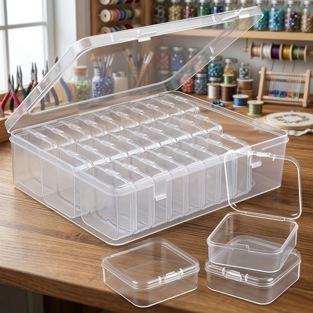 Kit 30 Caixa Organizadora com 30 potinhos. Organizador para acessórios, miçangas e itens em geral