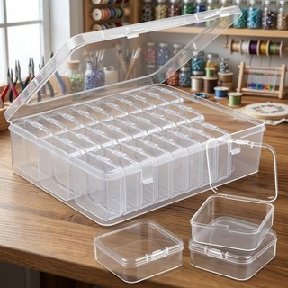 Kit 30 Caixa Organizadora com 30 potinhos. Organizador para acessórios, miçangas e itens em geral