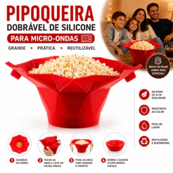 Pipoqueira De Silicone Para Micro-ondas Sem Óleo Dobrável