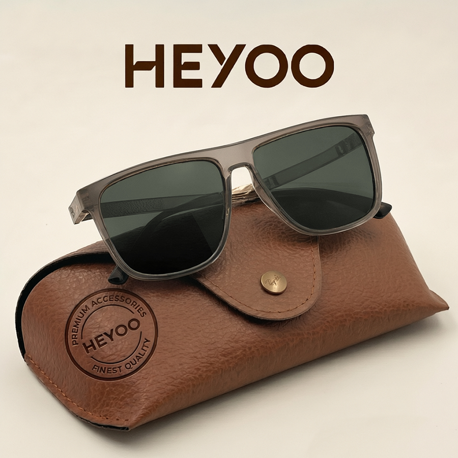 HEYOO Óculos De Sol Polarizado Quadrado Proteção Uv400 Clássico Oceano Preto Fosco C2 Preto Fosco