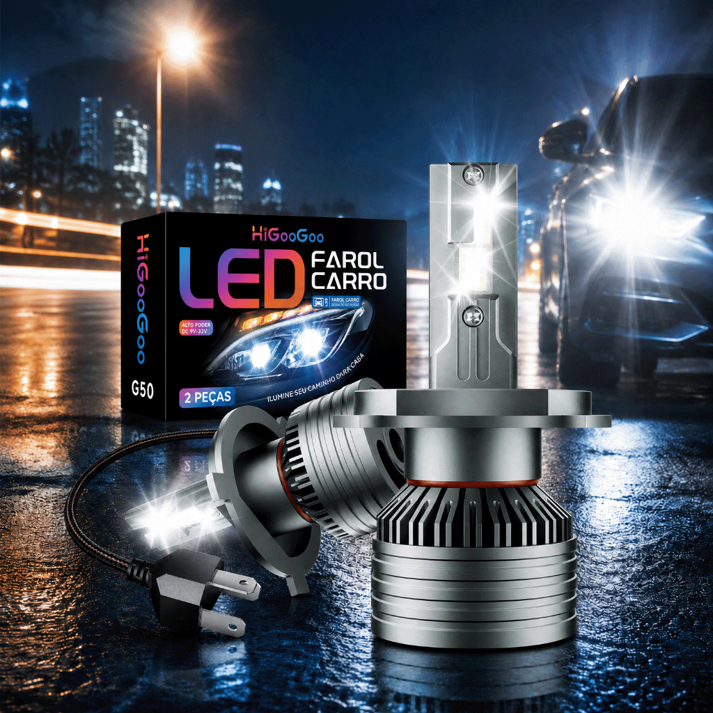 HiGooGoo Dois Anos G50 30000LM Carro De Led Lâmpadas 150W Par De Farol Luz H1 H3 H4 H7 H11 H27 HB3(9005) HB4(9006) 6500K