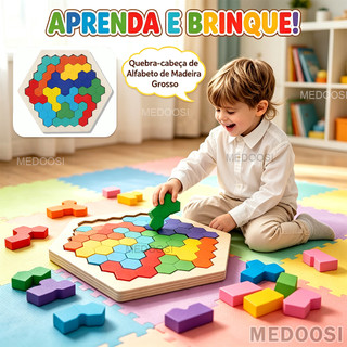 Tabuleiro Tetris Quebra cabeça 3D Tangram de madeira DIY Early Education Toys
