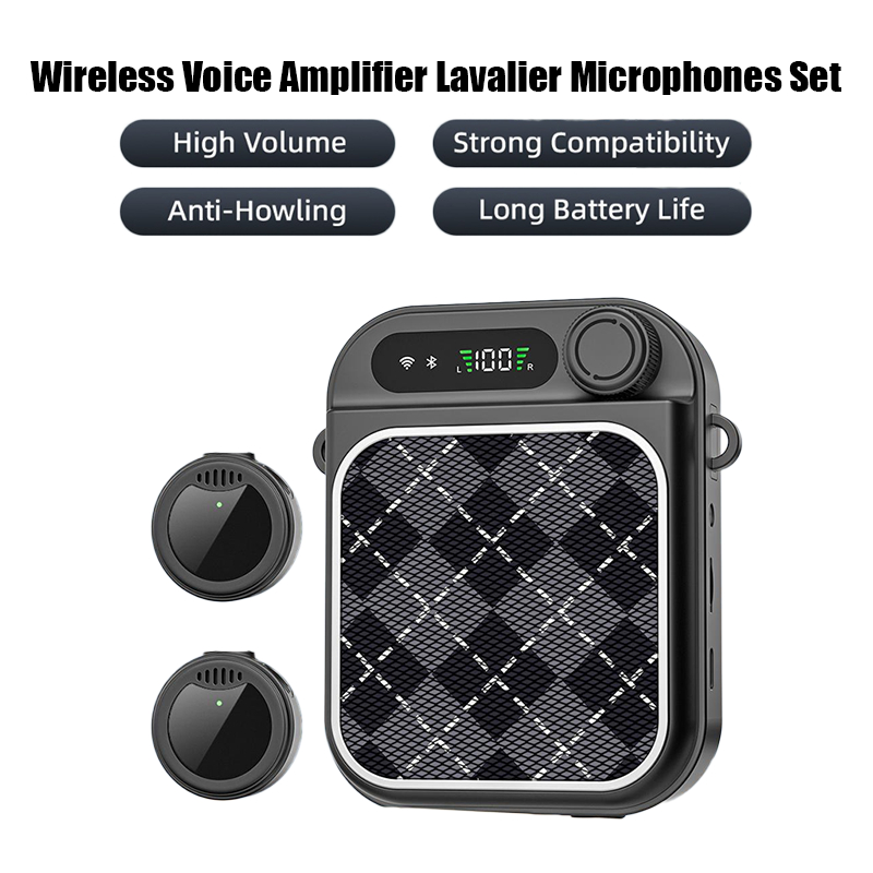 Amplificador De Voz Sem Fio Microfones De Lapela Conjunto Anti-Howling Alcance De 20m Para Professores Guias Turísticos