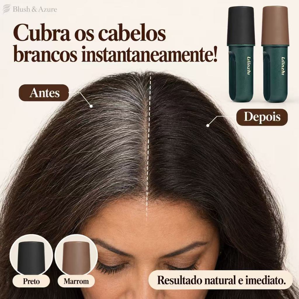 Caneta de Retoque Capilar Lilinzhi 15ml para Cabelos Brancos, Corretivo de Raiz Instantâneo Resistente à Água