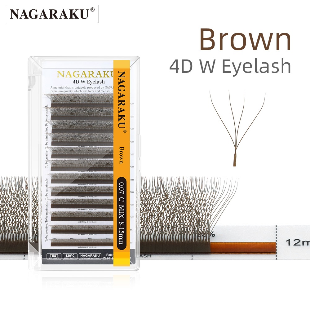 NAGARAKU Marrom W Forma 4D Extensões De Cílios Natural Denso Fofo Trevo Postiços
