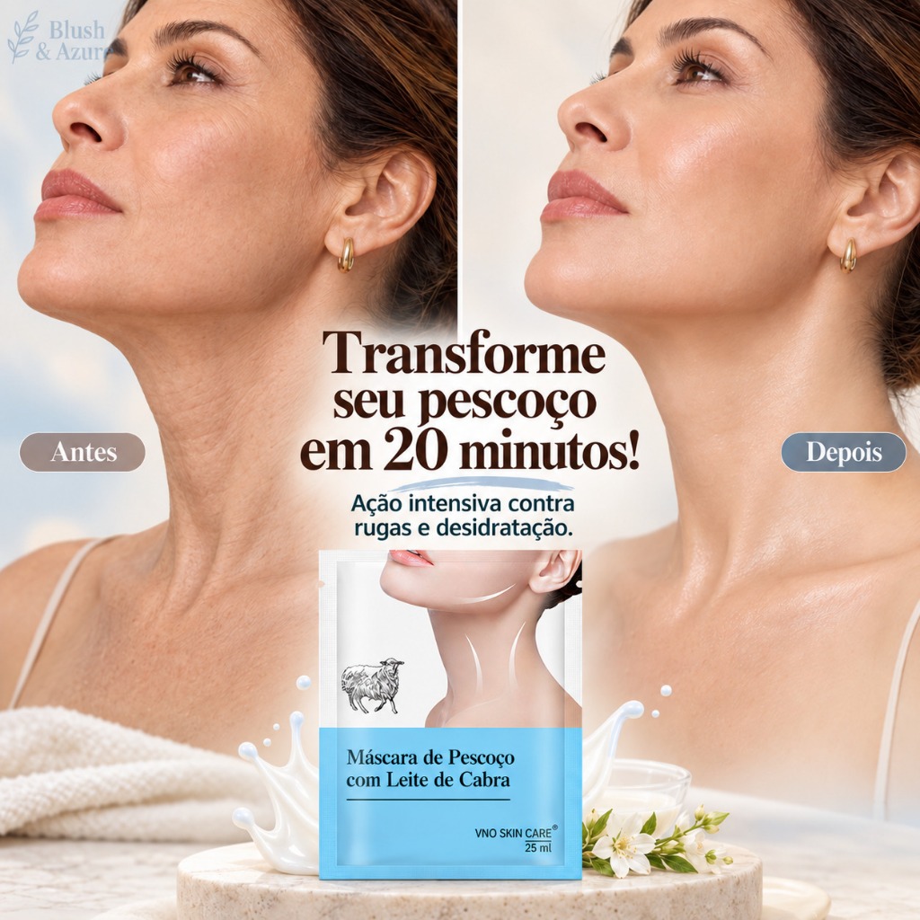 Máscara de Pescoço com Leite de Cabra 25ml, Hidratante e Nutritiva, Suaviza Linhas e Ressecamento, Cuidado do Colo