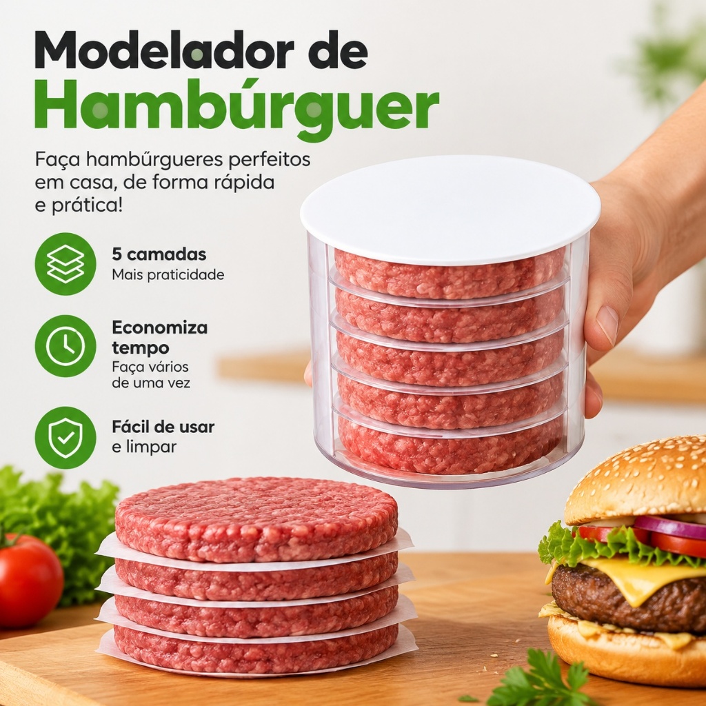 [BANY] Fabricante De Hambúrguer Multicamadas Não Sti Sem BPA Com Recipiente De Armazenamento Molde De Prensa De Carne De