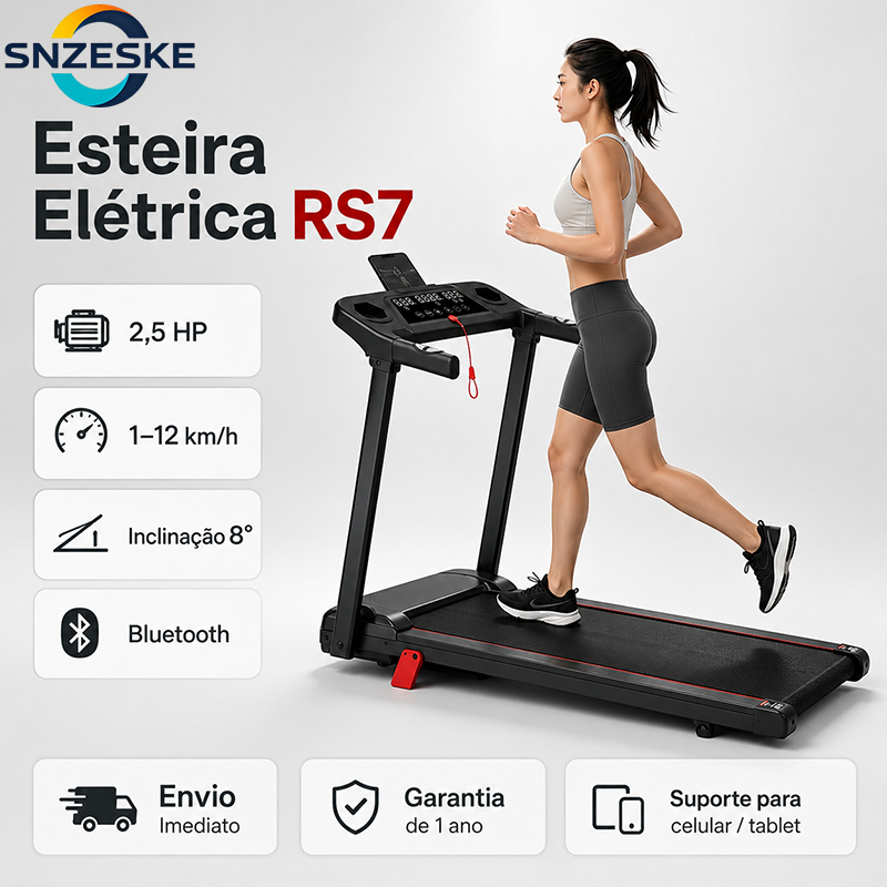Snzeske [PIX] Esteira Elétrica Dobrável 2,5 HP para Casa com Velocidade e Inclinação Ajustáveis