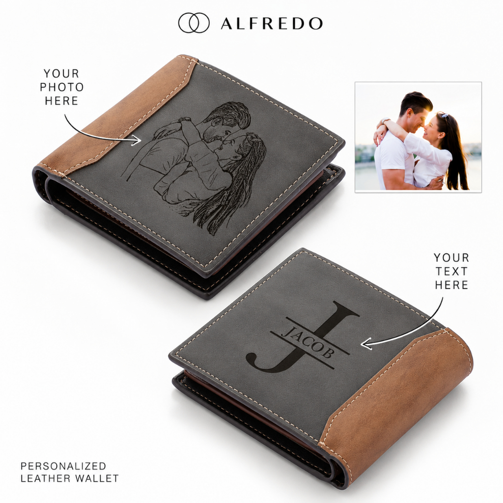 Presentes para Dia dos Pais Carteira Personalizada Para Homens Com Fotos De Couro Carteira De Couro Masculina