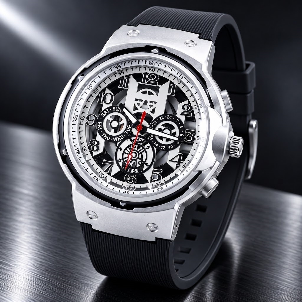 Relógio Masculino Analógico Esportivo Pulseira de Silicone Preto Relógio Fashion Luxo