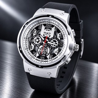 Relógio Masculino Analógico Esportivo Pulseira de Silicone Preto Relógio Fashion Luxo