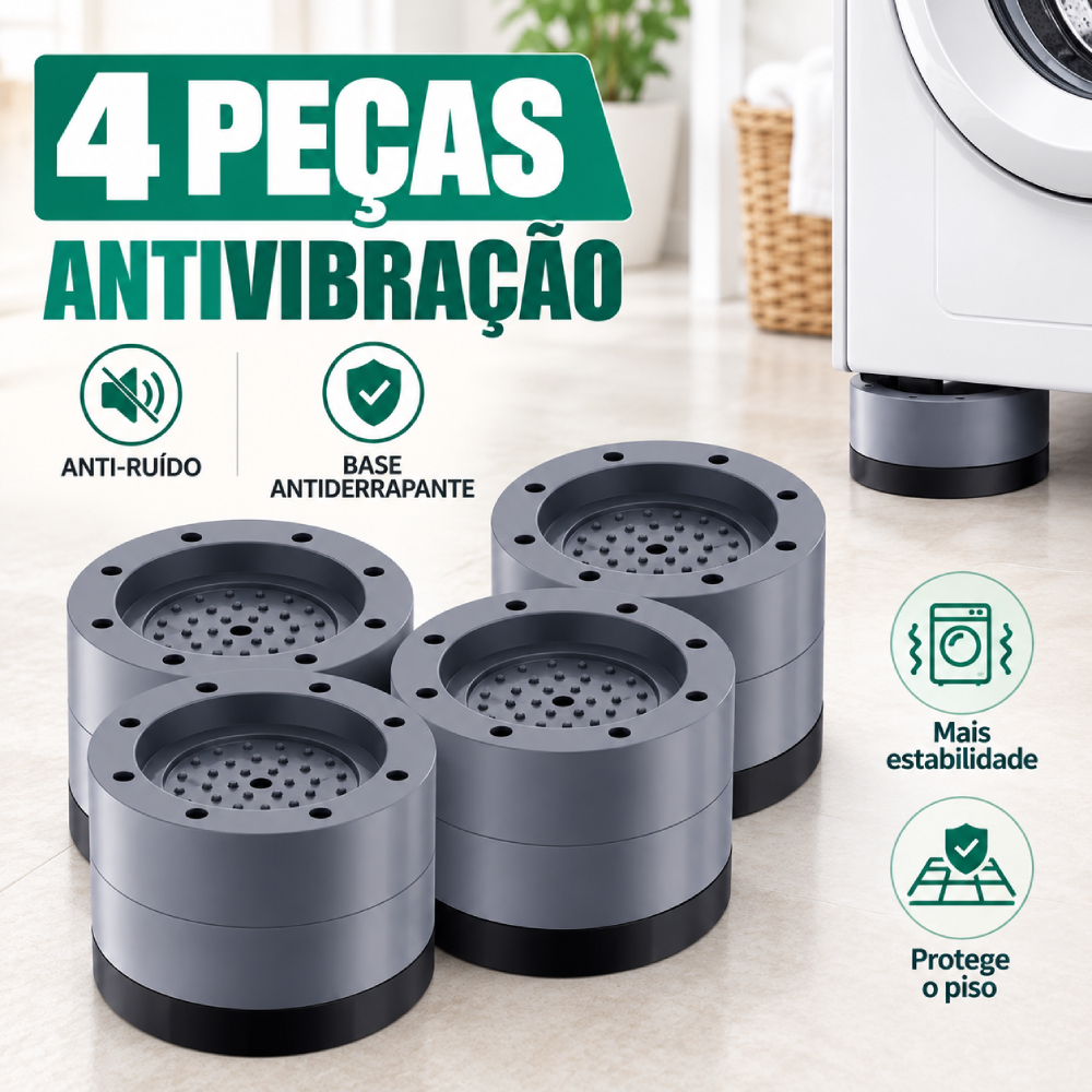4 Peças Suporte AntiVibração Almofada Pé NiveladorSapata Amortecedorde Borracha Pezinho Máquina Lavar Móveis Anti-Ruído