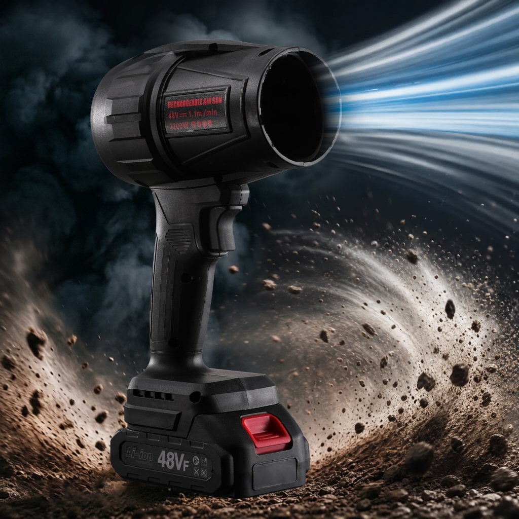 Soprador Turbo 48V Bivolt Sem Fio, Kit com 2 Baterias de Lítio para Limpeza Automotiva e Churrasqueira | caixa de papel