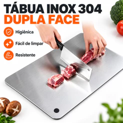 Tábua de Corte Profissional em Aço Inoxidável 304, Antimofo e Antibacteriano, Ferramenta de Cozinha