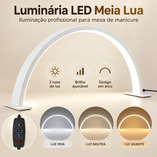 Luminária Led Meia Lua de Mesa Ring Light Estética e manicure