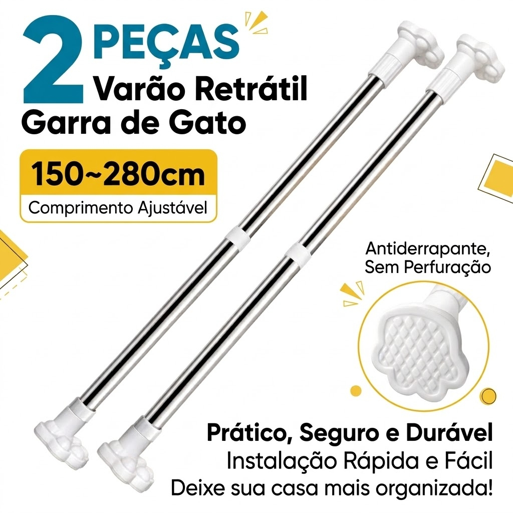 2pc varão de cortina blackout para quarto 70-120 90-160 110-200 150-280cm Ajustável Sem Perfuração