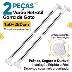 2pc varão de cortina blackout para quarto 70-120 90-160 110-200 150-280cm Ajustável Sem Perfuração