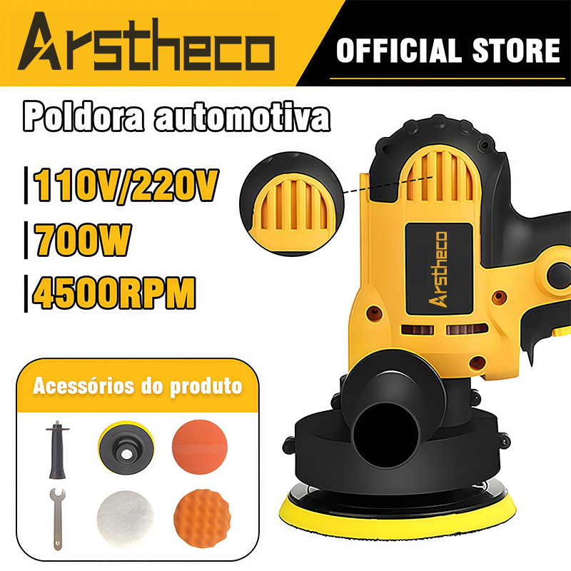 Politriz Lixadeira Multifunções Angular Automotiva Profissional 700W 4500 Rpm 5 Polegadas 110V/220V 125mm Arstheco